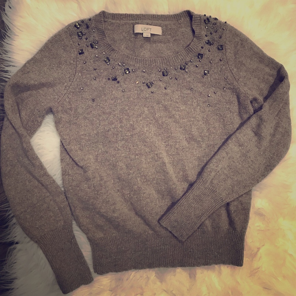 The Loft Jeweled bib sweater